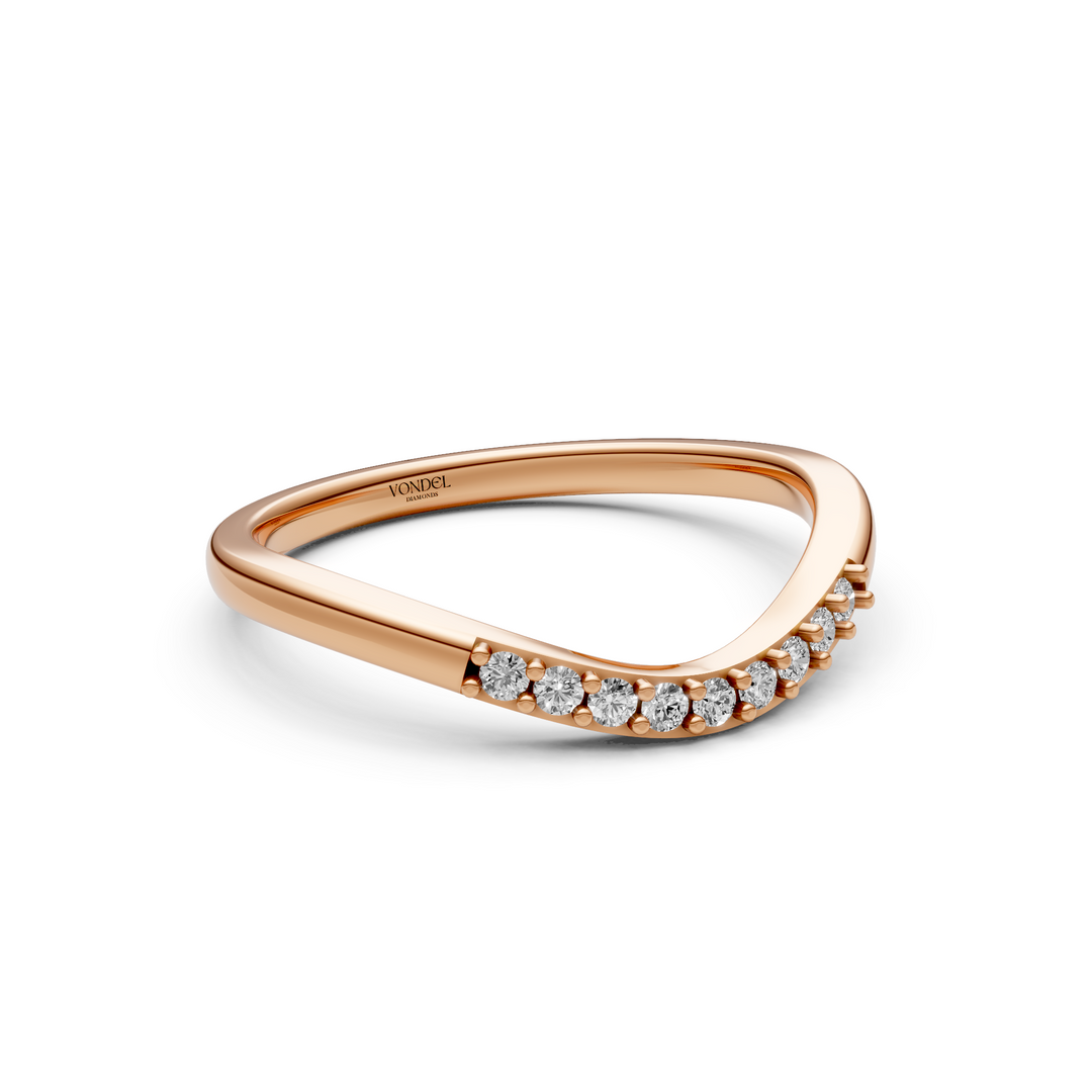 Curved Aanschuifring midden Pave Diamantjes - 0,10 ct