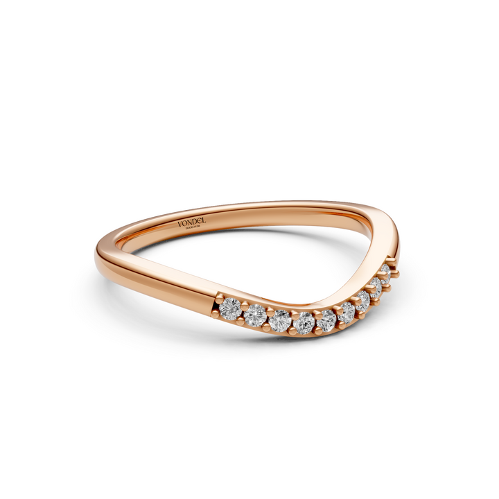 Curved Aanschuifring midden Pave Diamantjes - 0,10 ct