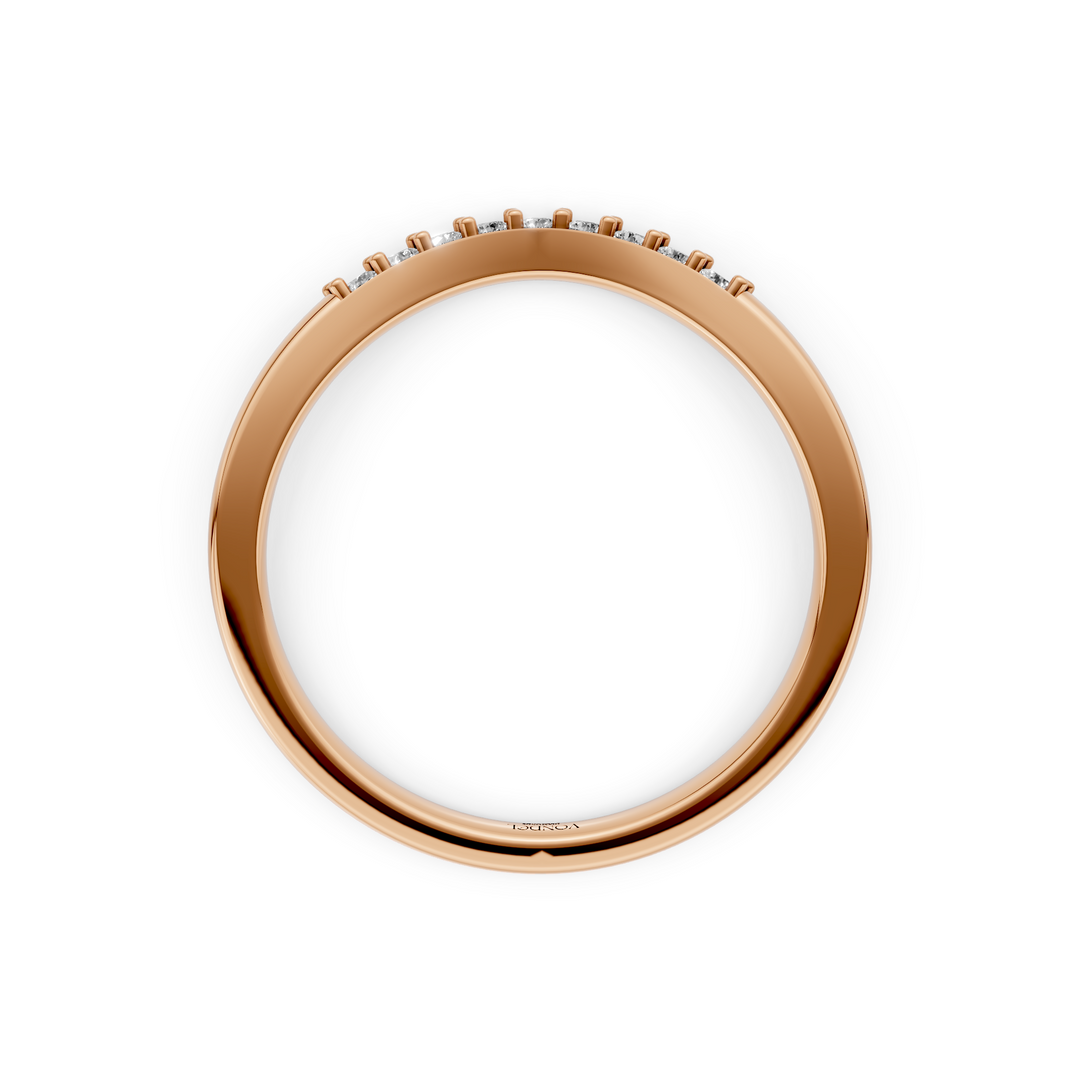 Curved Aanschuifring midden Pave Diamantjes - 0,10 ct