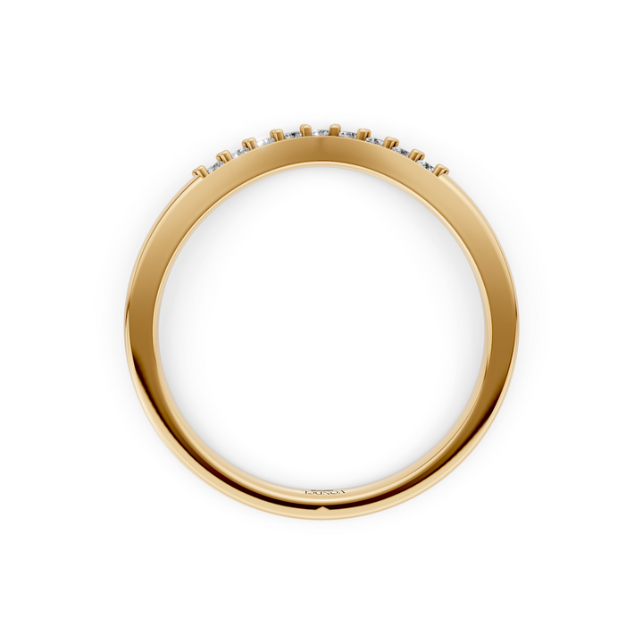 Curved Aanschuifring midden Pave Diamantjes  - 18K Geelgoud - 0,10 ct