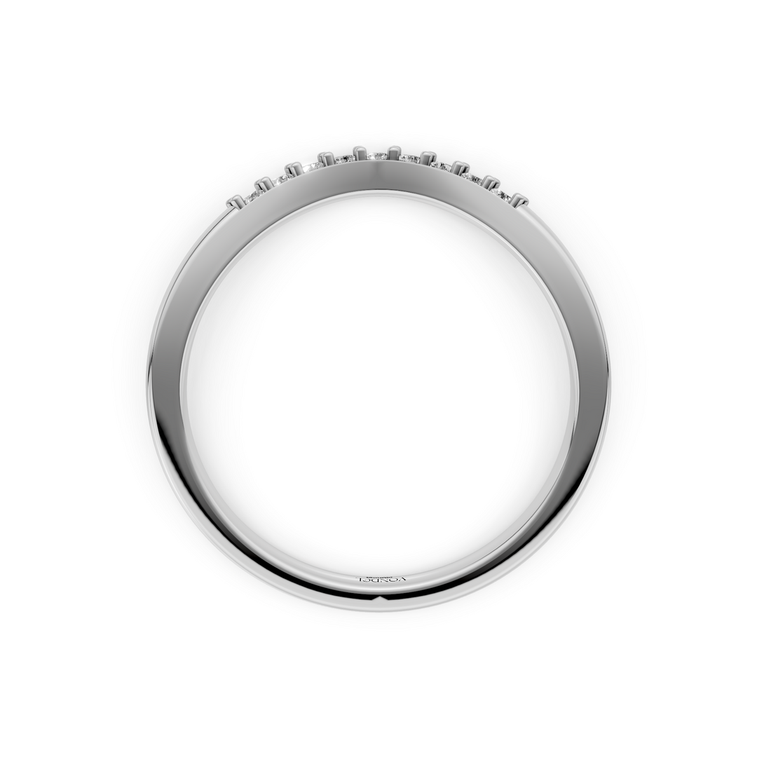 Curved Aanschuifring midden Pave Diamantjes - 0,10 ct