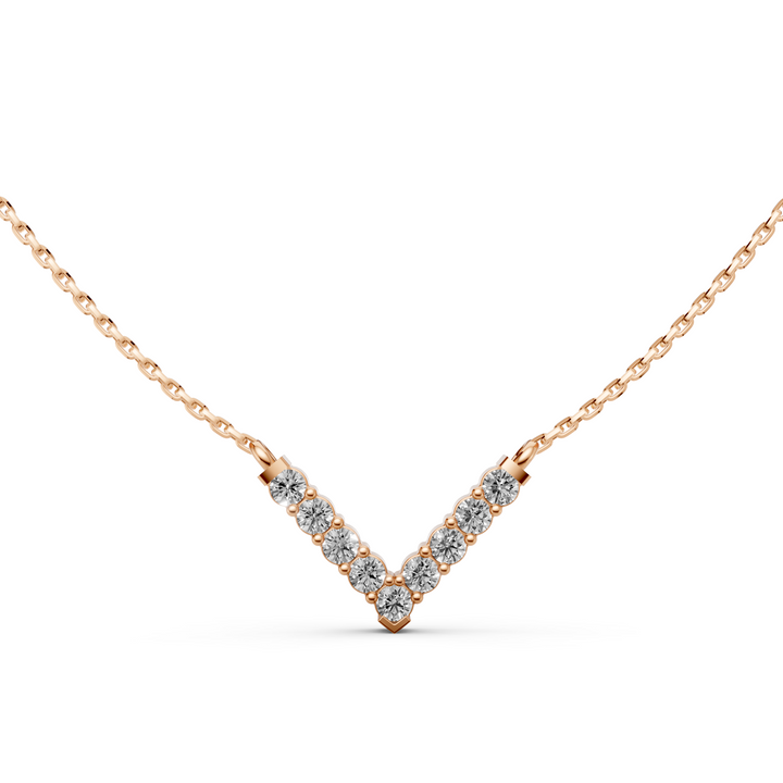 V Pendant Ketting met Pave - 18K Goud - 0,31 ct