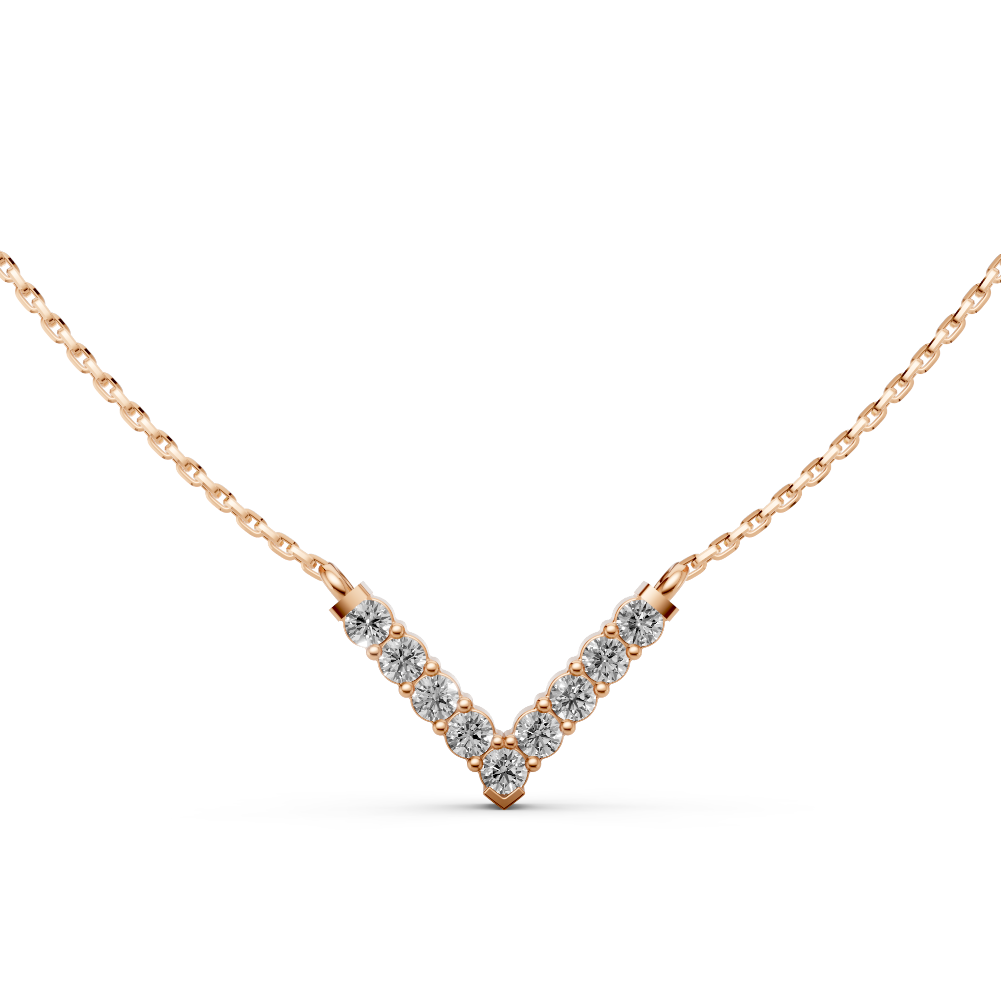 Alicia - In Stock - V Pendant Lab Grown Diamond Necklace with Pave - 18K Gold - 0,31 ct