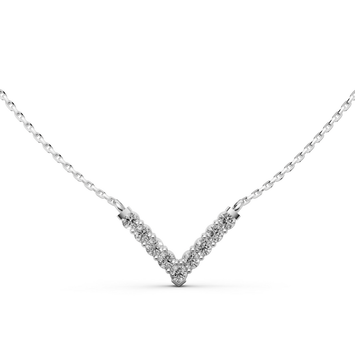 V Pendant Ketting met Pave - 18K Goud - 0,31 ct