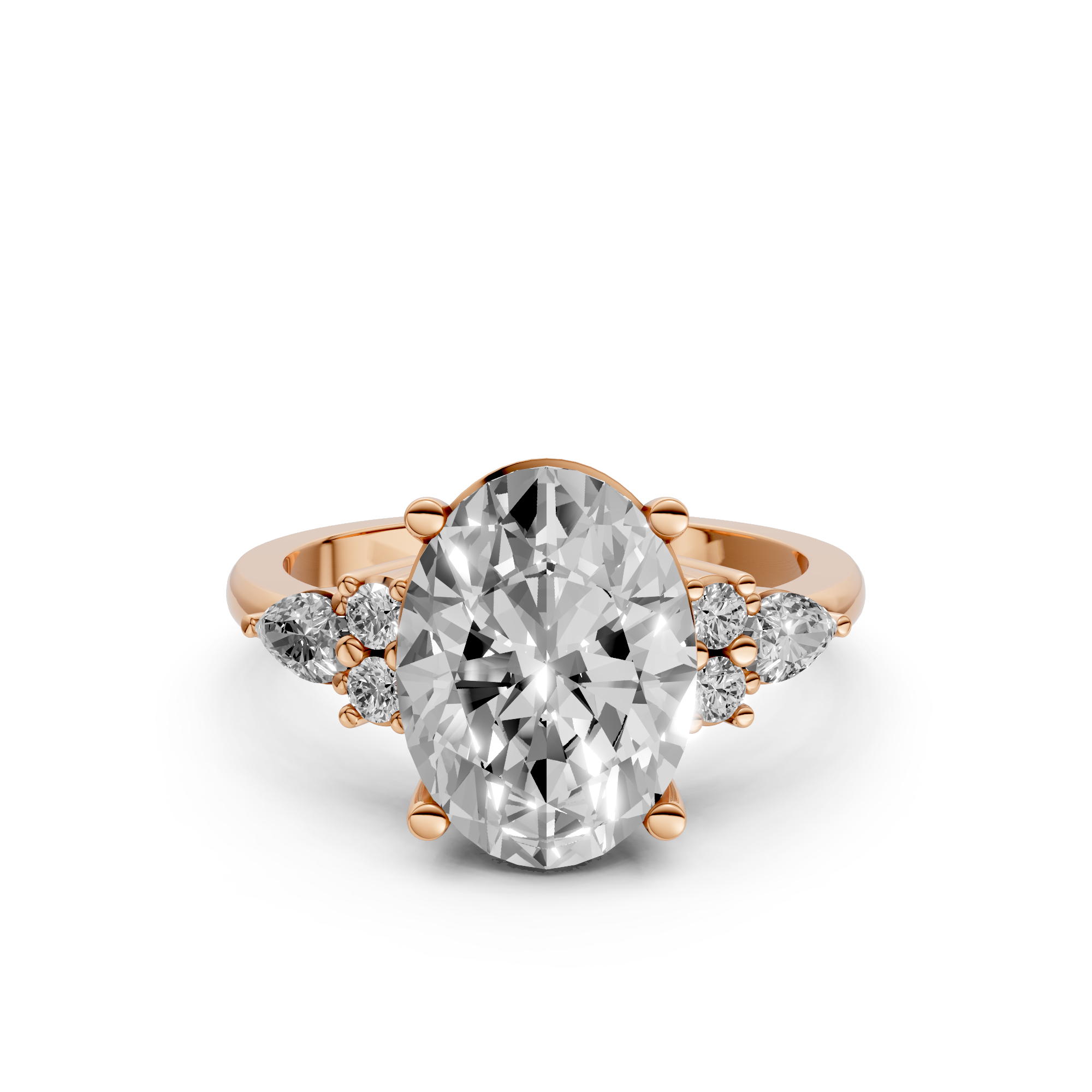 Pauline - In Stock - Oval Cluster Lab Grown Diamond Ring - 18K Gold - 2,82 ct
