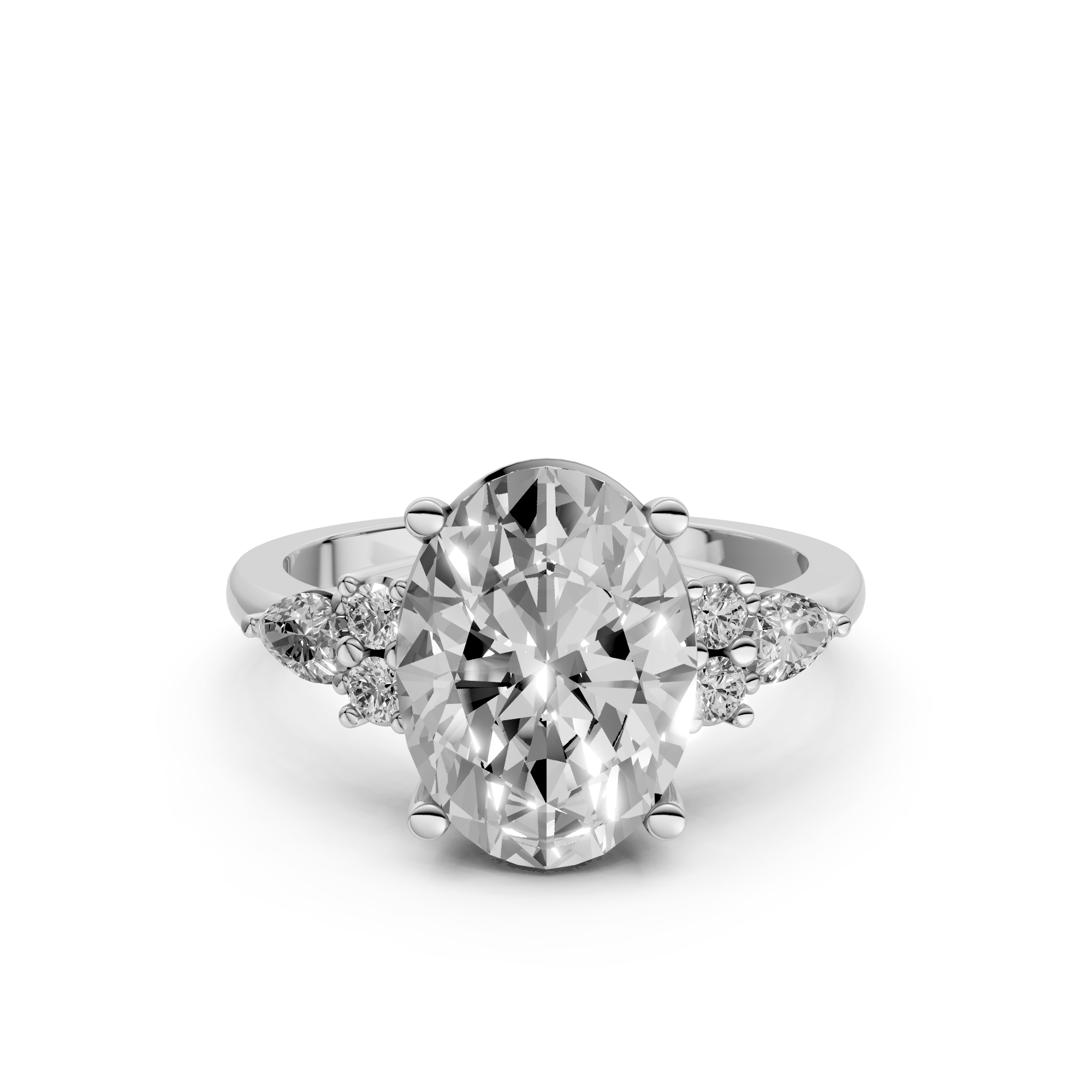 Pauline - In Stock - Oval Cluster Lab Grown Diamond Ring - 18K Gold - 2,82 ct