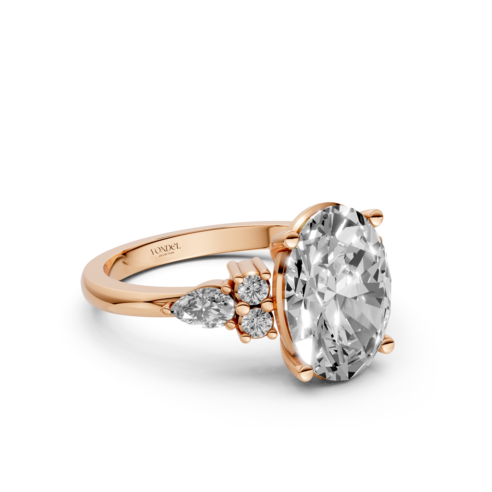 Pauline - In Stock - Oval Cluster Lab Grown Diamond Ring - 18K Gold - 2,82 ct