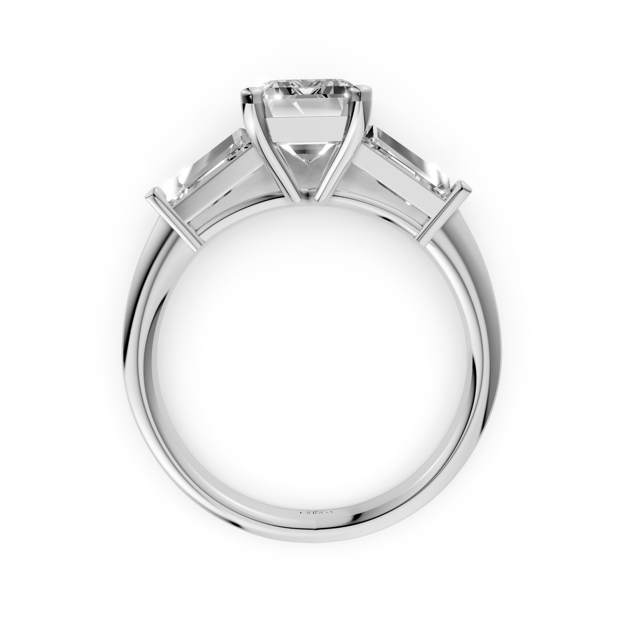 Alyssa - In Stock - Emerald Baguette Trilogyy Lab Grown Diamond Ring - 18k White Gold - 2,72 ct