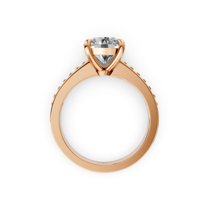 Rond Briljant Solitair Ring met Pave Band