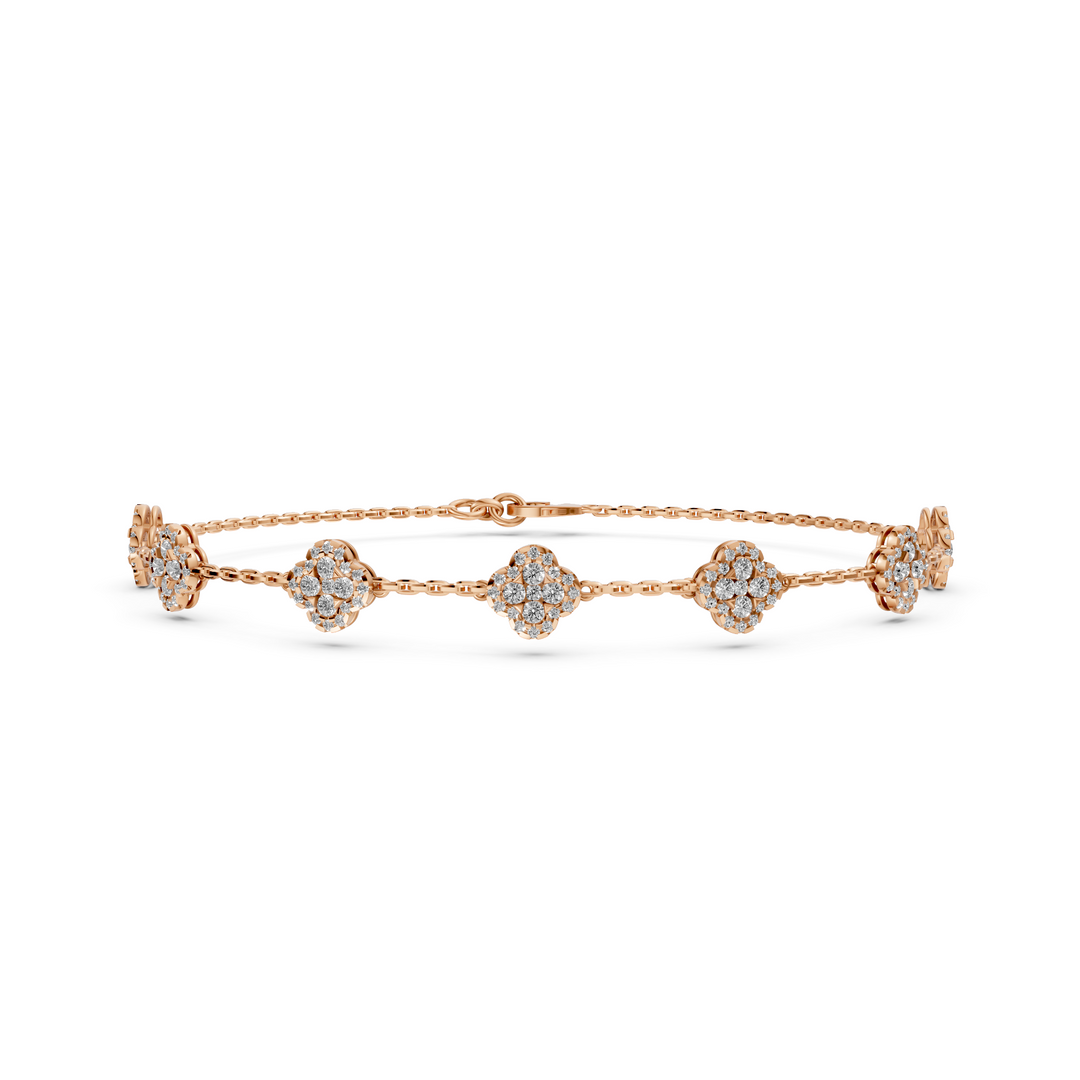 Armband Pave Flower - 18k Geelgoud -3,2 ct