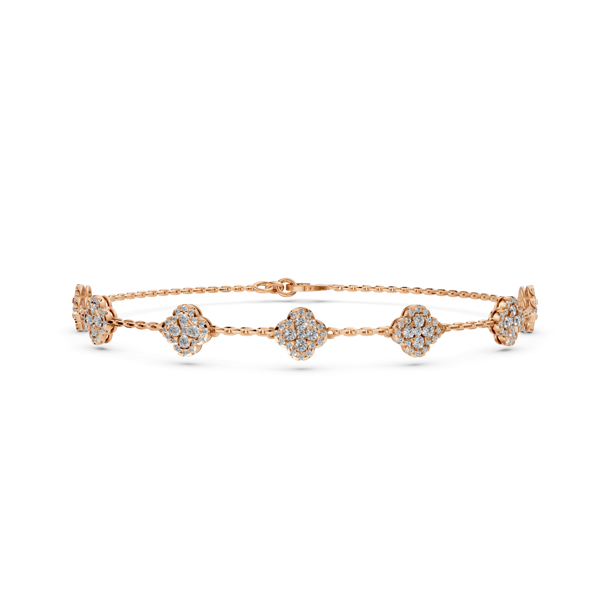 Leona - In Stock - Lab Grown Diamond Bracelet Pave Flower - 18K Gold - 3,2 ct