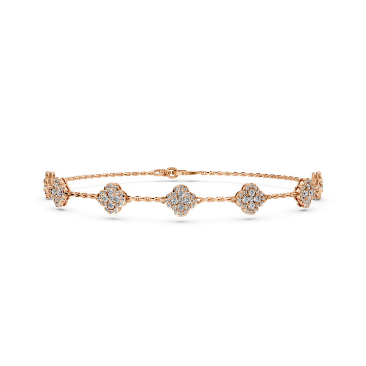 Armband Pave Flower - 18k Geelgoud -3,2 ct