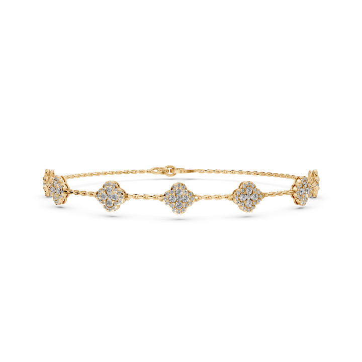 Armband Pave Flower - 18k Geelgoud -3,2 ct