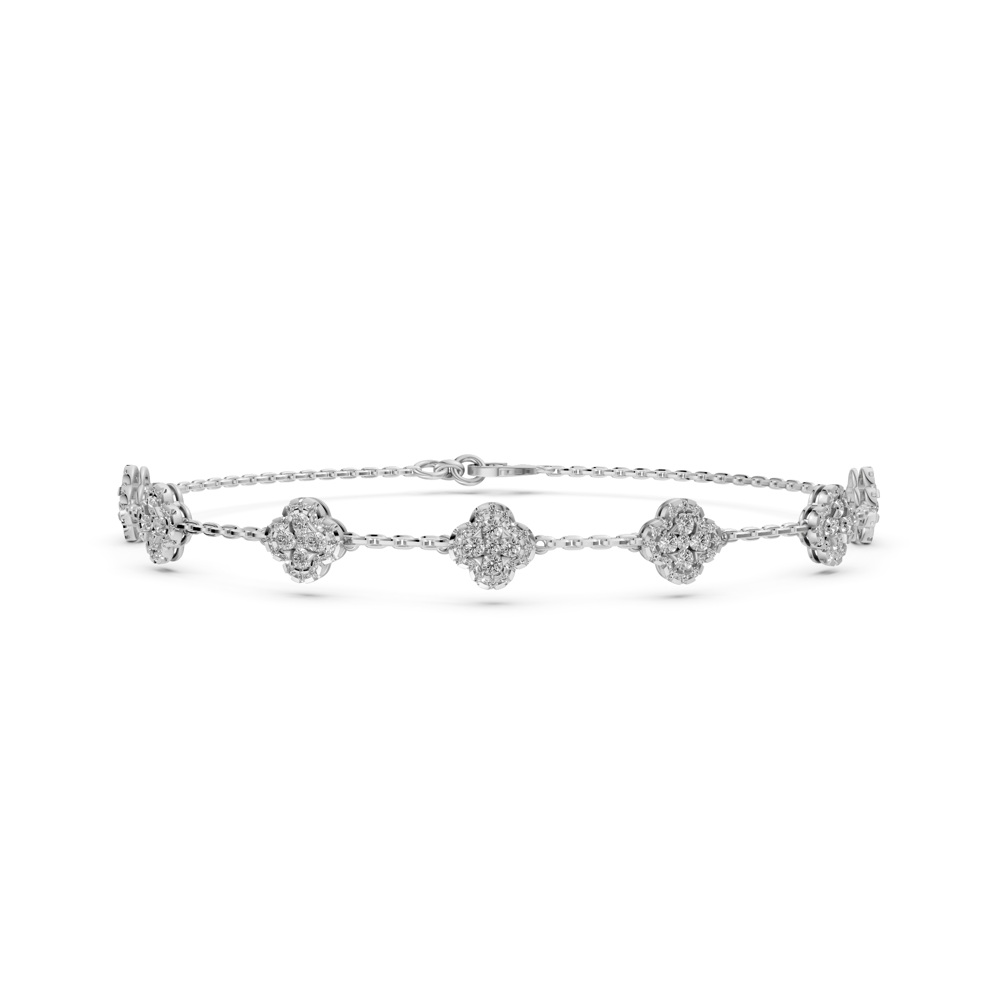 Leona - In Stock - Lab Grown Diamond Bracelet Pave Flower - 18K Gold - 3,2 ct