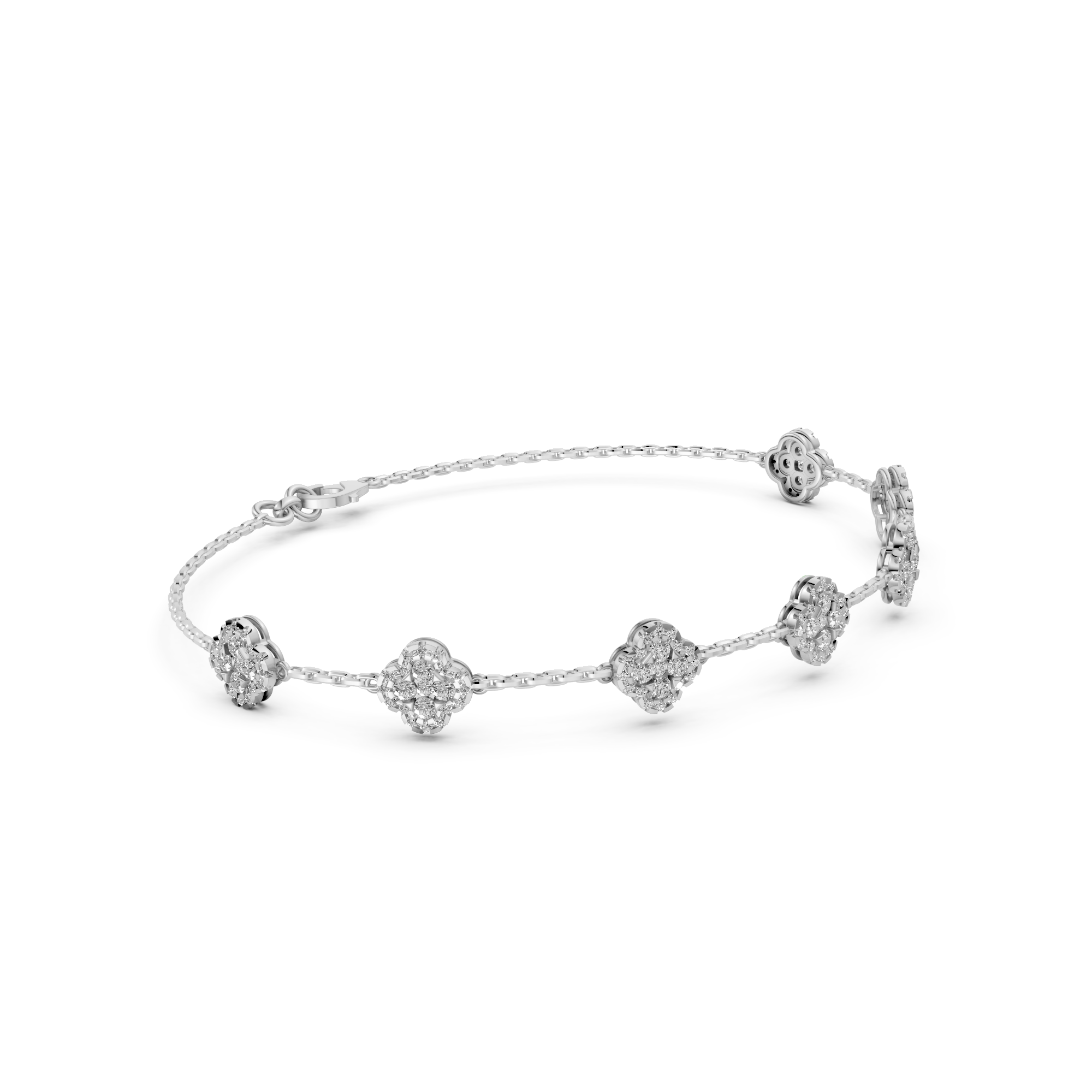 Leona - In Stock - Lab Grown Diamond Bracelet Pave Flower - 18K Gold - 3,2 ct