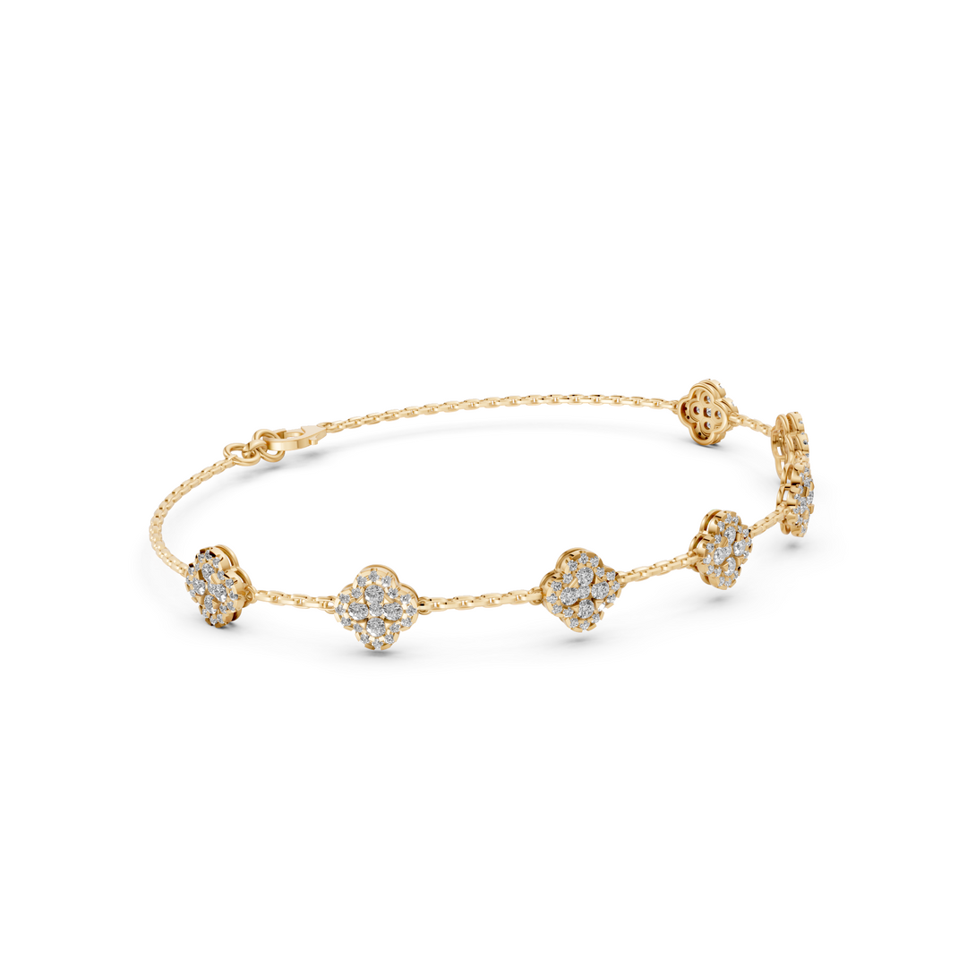 Armband Pave Flower - 18k Geelgoud -3,2 ct