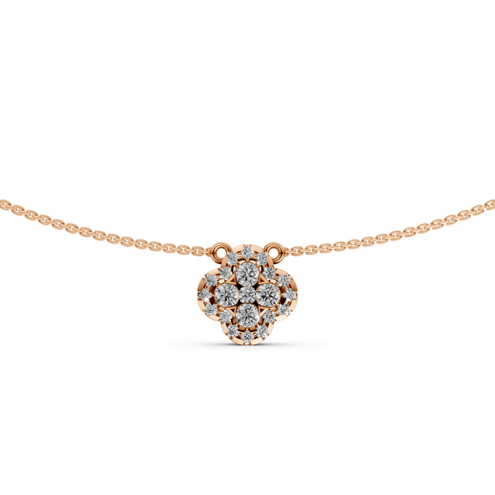 Pave Flower Pendant Ketting - 18K Goud - 0,45 ct