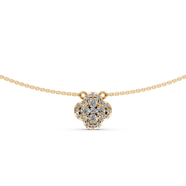 Pave Flower Pendant Ketting - 18K Goud - 0,45 ct