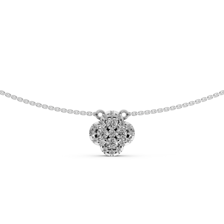 Pave Flower Pendant Ketting - 18K Goud - 0,45 ct