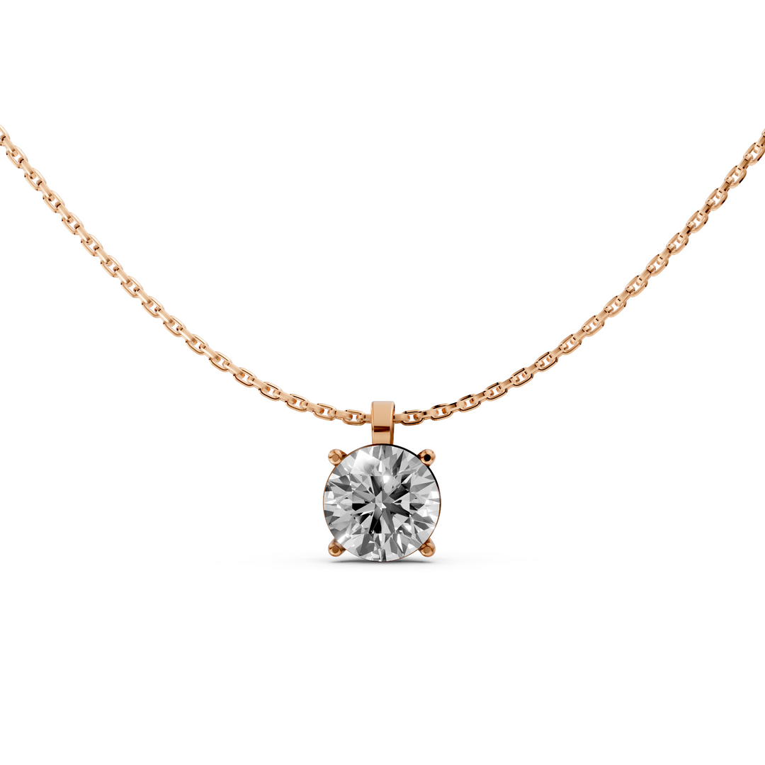 Rond Briljant Pendant Ketting - 18K Goud - 1,00 ct