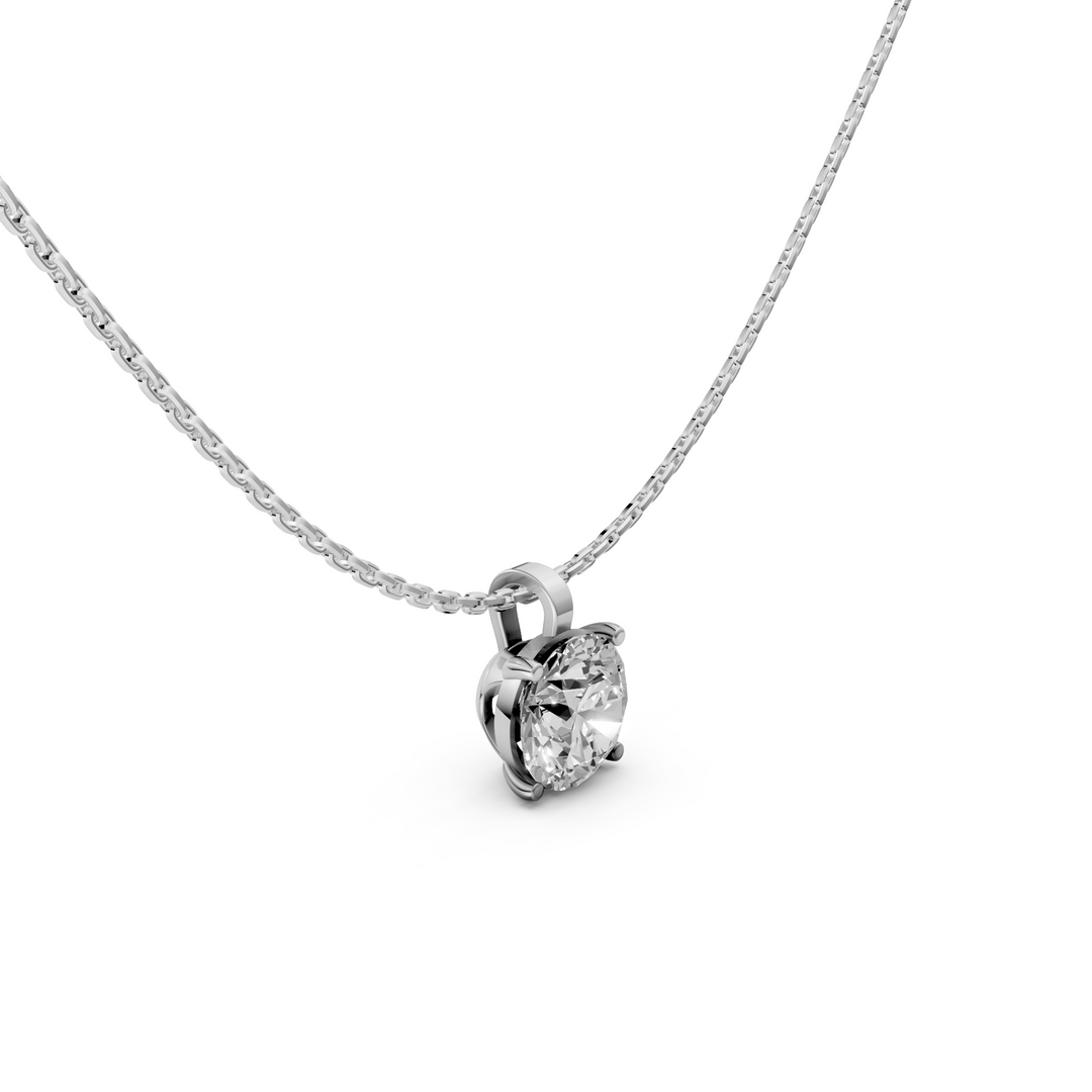 Rond Briljant Pendant Ketting - 18K Goud - 1,00 ct