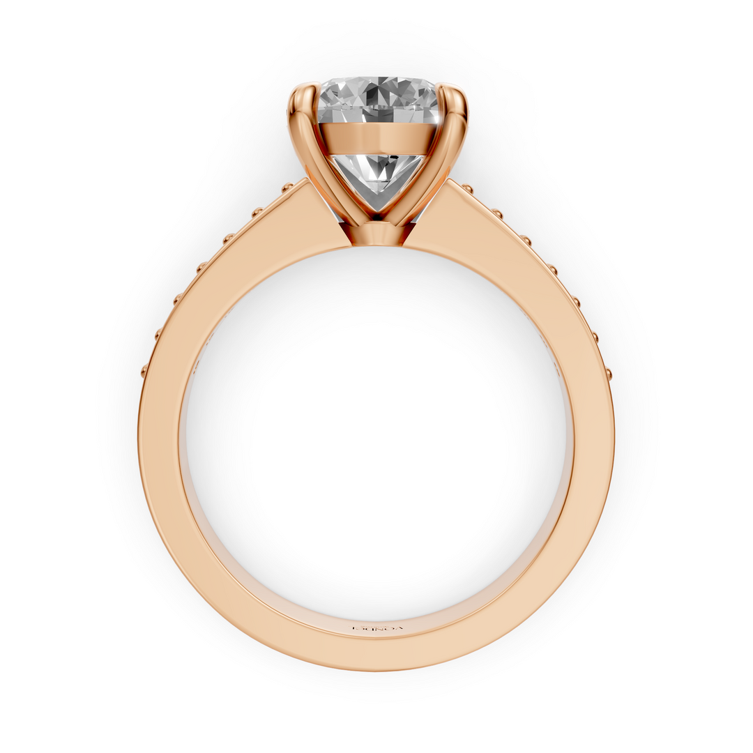 Rond Briljant Solitair Ring met Pave Band