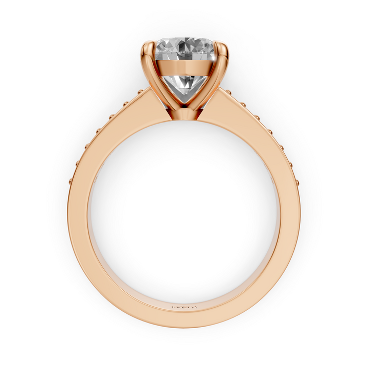 Rond Briljant Solitair Ring met Pave Band