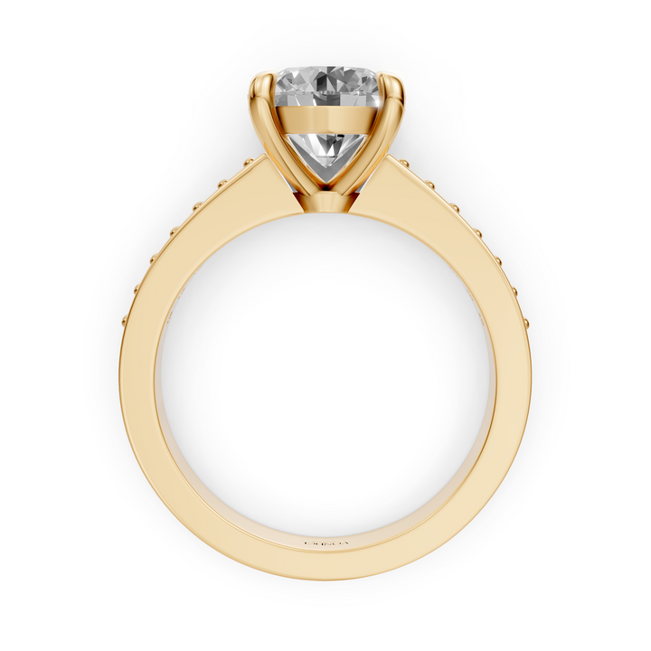 Rond Briljant Solitair Ring met Pave Band