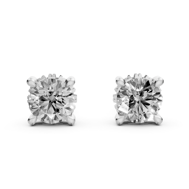 Rond Briljant Stud Oorbellen met Hidden Halo - 18K Witgoud - 1,10 ct