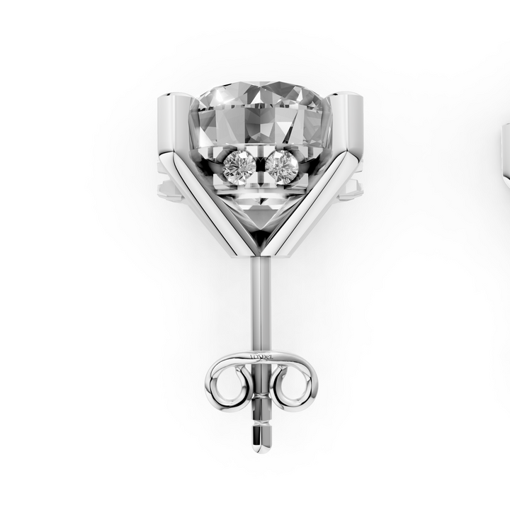 Rond Briljant Stud Oorbellen met Hidden Halo - 18K Witgoud - 1,10 ct