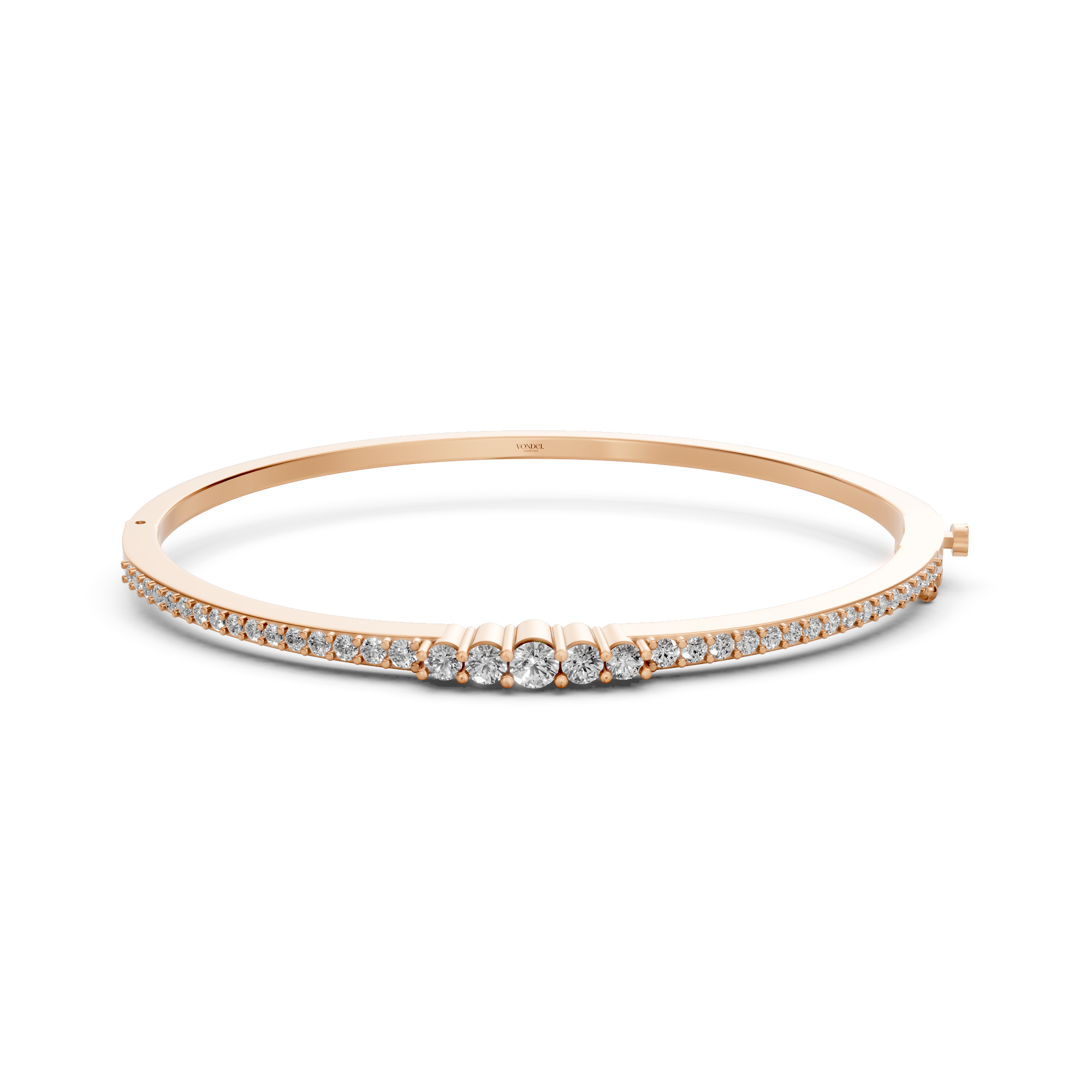 Nancy - In Stock - Lab Grown Diamond Bangle with Gradient Diamond Size - 18k Gold - 1,3 ct