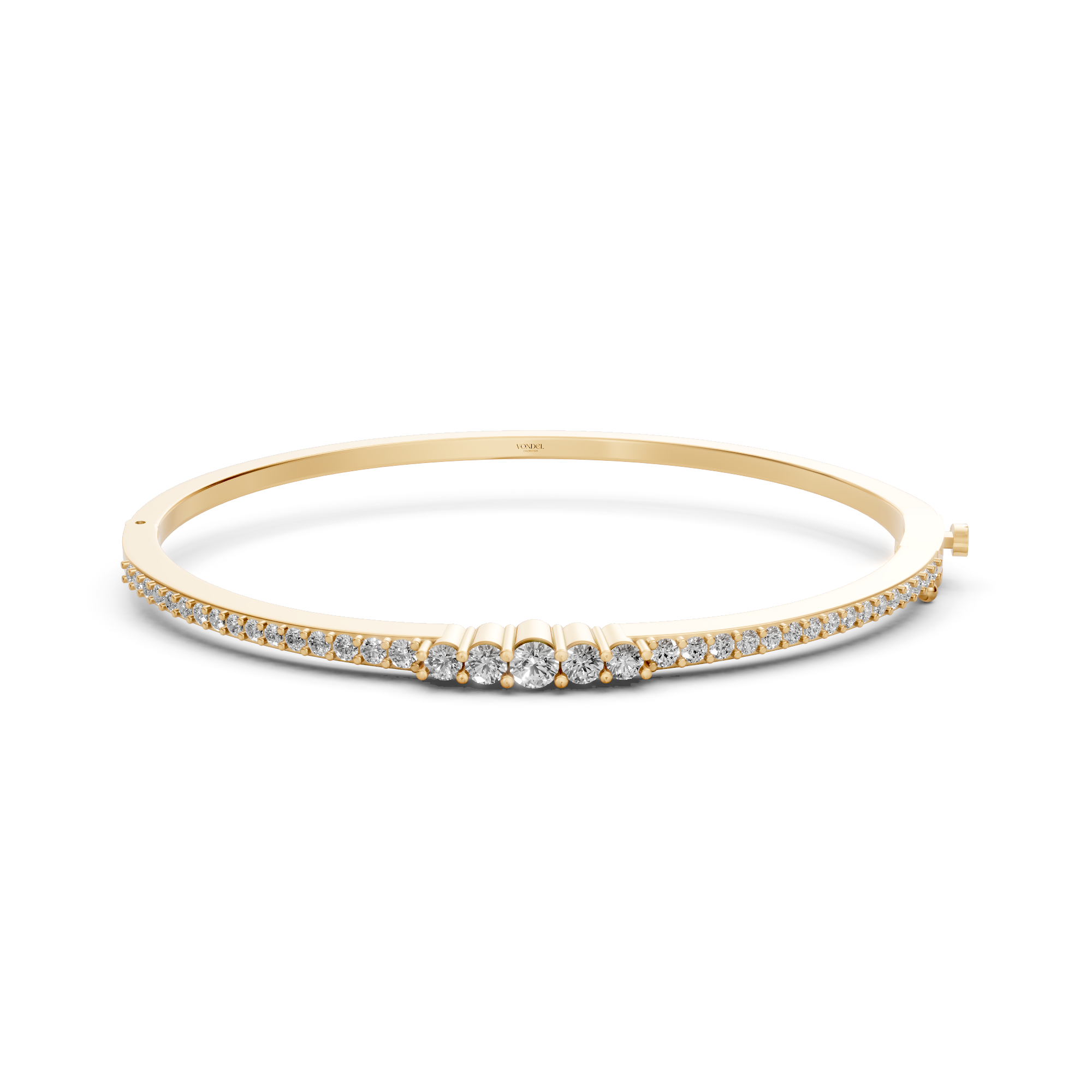 Nancy - In Stock - Lab Grown Diamond Bangle with Gradient Diamond Size - 18k Gold - 1,3 ct