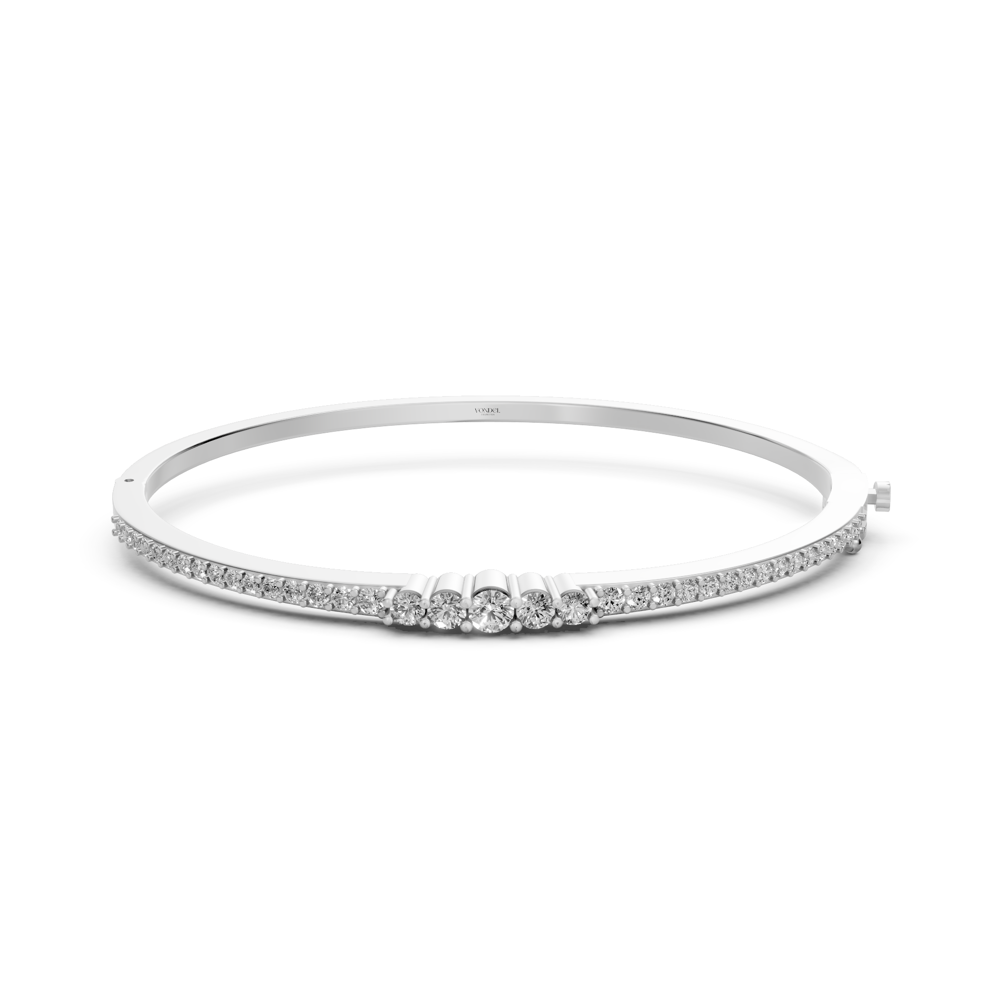 Nancy - In Stock - Lab Grown Diamond Bangle with Gradient Diamond Size - 18k Gold - 1,3 ct