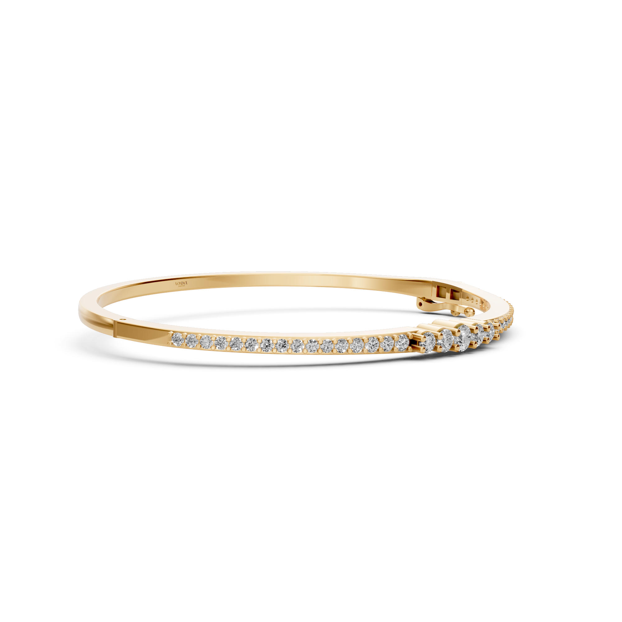 Nancy - In Stock - Lab Grown Diamond Bangle with Gradient Diamond Size - 18k Gold - 1,3 ct