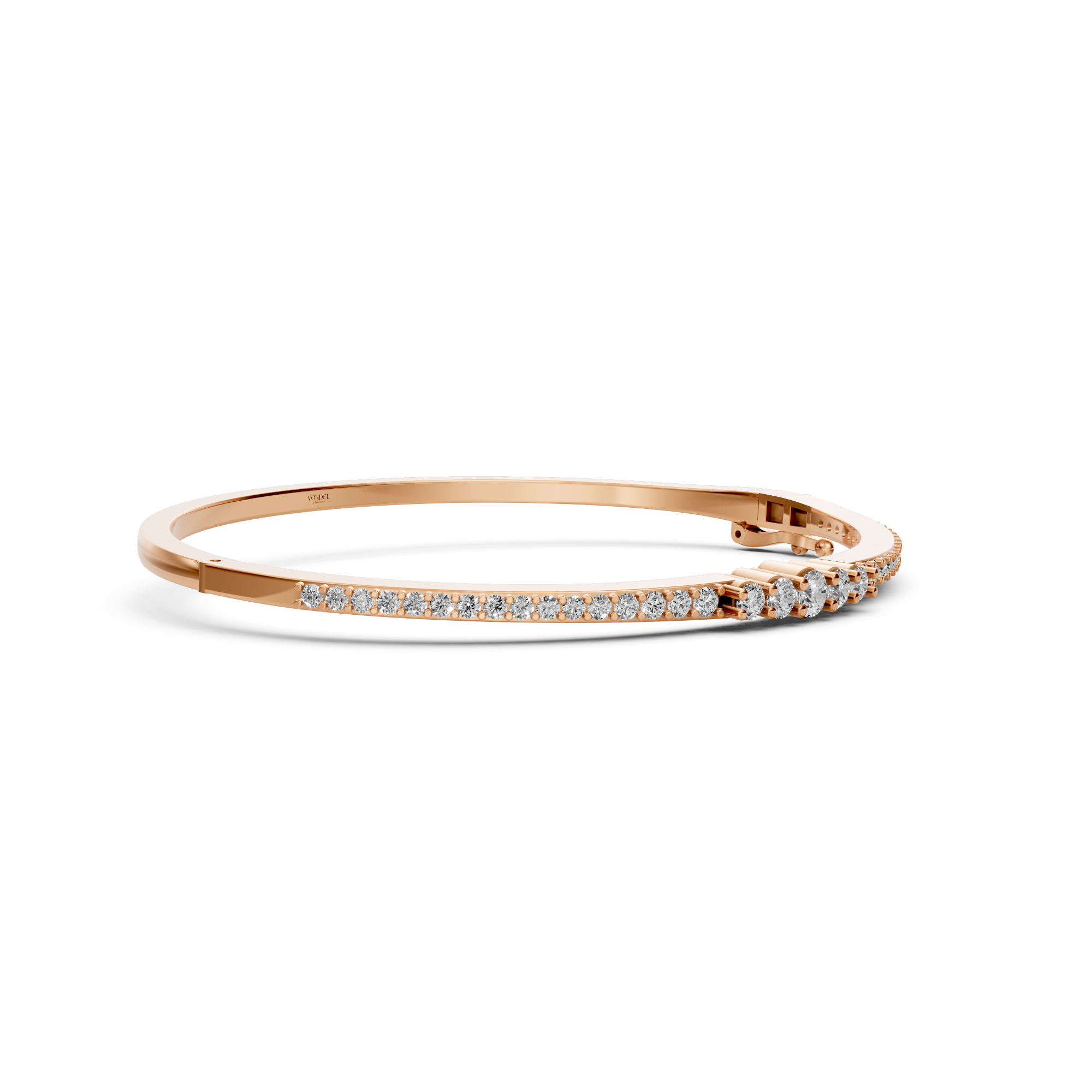 Nancy - In Stock - Lab Grown Diamond Bangle with Gradient Diamond Size - 18k Gold - 1,3 ct