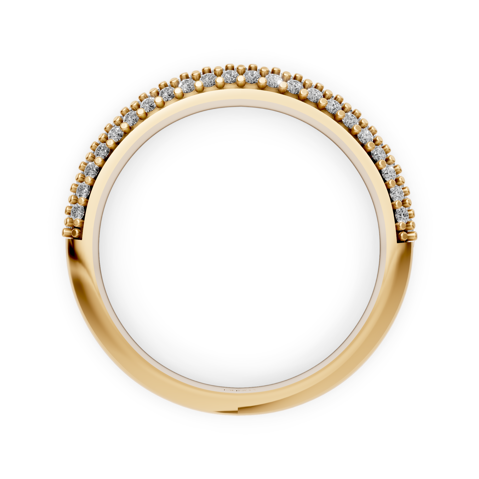 Annabelle - In Stock - Row Ring with Three Rows of Pave Lab Grown Diamonds - 18K Gold - 0,42 ct