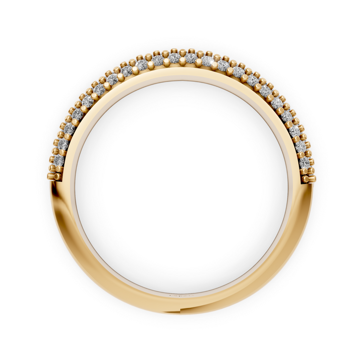 Rijring met drie rijen Pave Diamanten - 18K Geelgoud - 0,42 ct