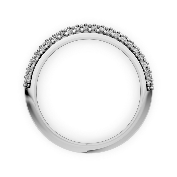 Rijring met drie rijen Pave Diamanten - 18K Witgoud - 0,43 ct