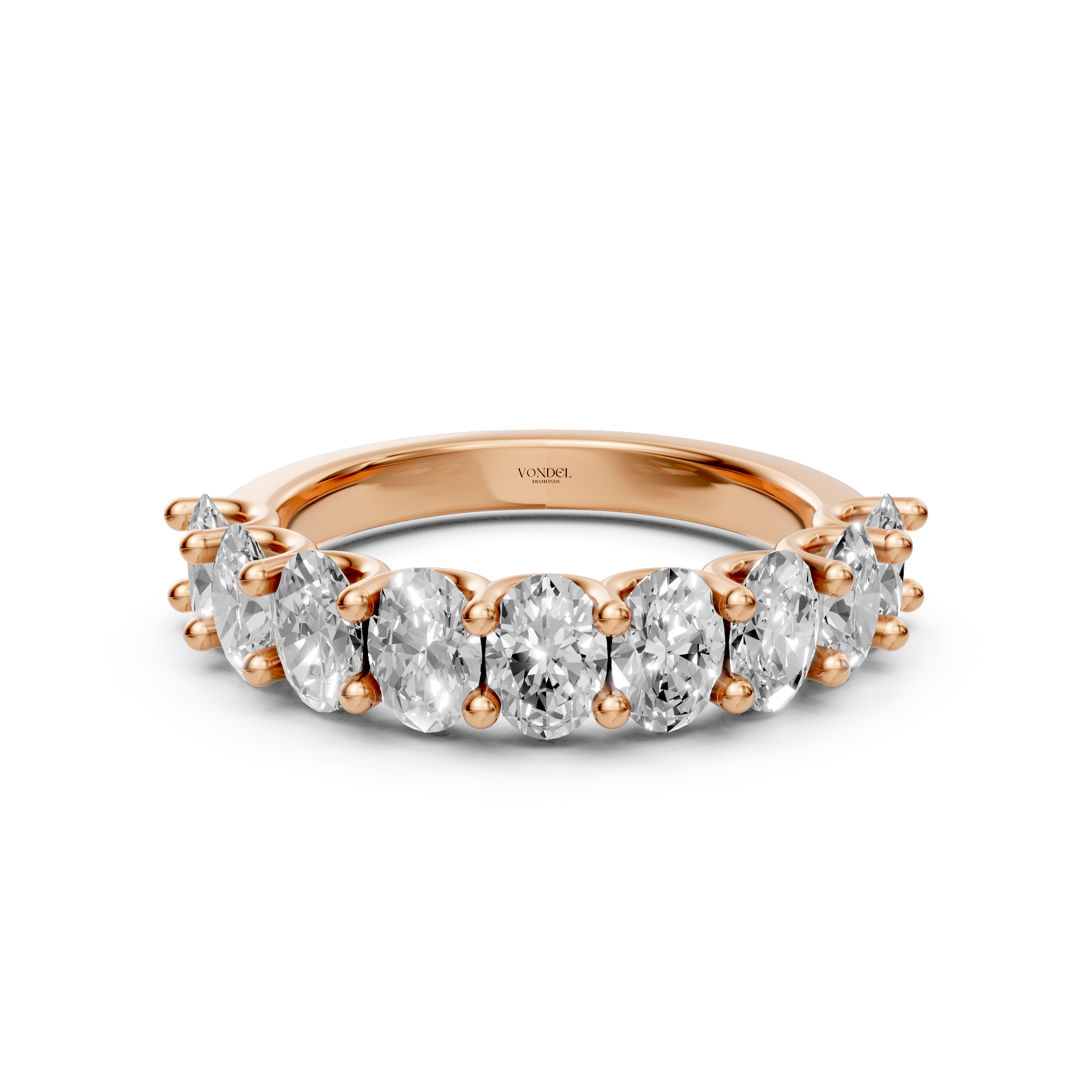 Ashley - Oval Half Eternity Lab Grown Diamond Ring, U-Setting - 18K Gold - 2,30 ct