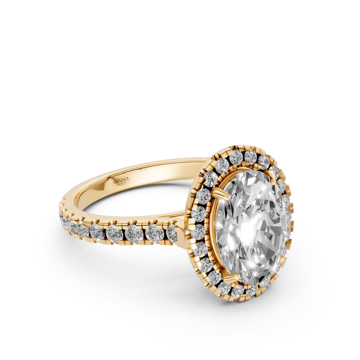 Oval Halo Ring with Pave Band - 18K White Gold - 2.61 ct