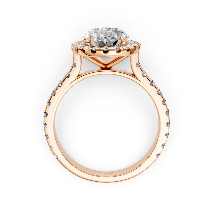 Oval Halo Ring with Pave Band - 18K White Gold - 2.61 ct