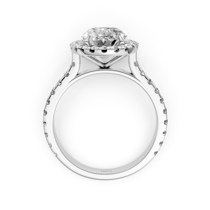 Ovale Halo Ring met Pave Band - 18K Witgoud - 2,61 ct