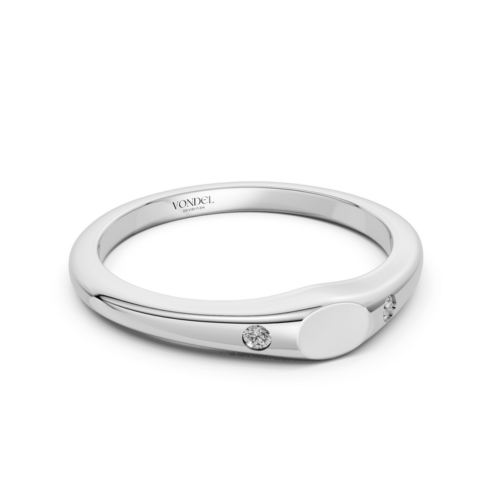 Pink Mini Zegelring met Initiaal Gravering en Diamantjes - 0,02 ct