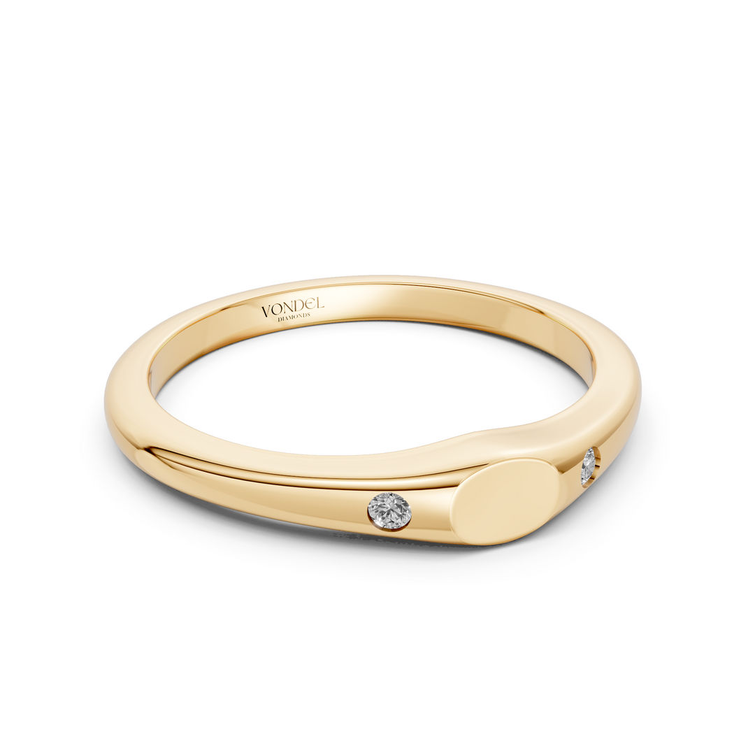 Pink Mini Zegelring met Initiaal Gravering en Diamantjes - 0,02 ct