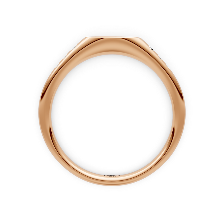 Zegelring met gravering naar keuze, 6 diamantjes - 0,08 ct