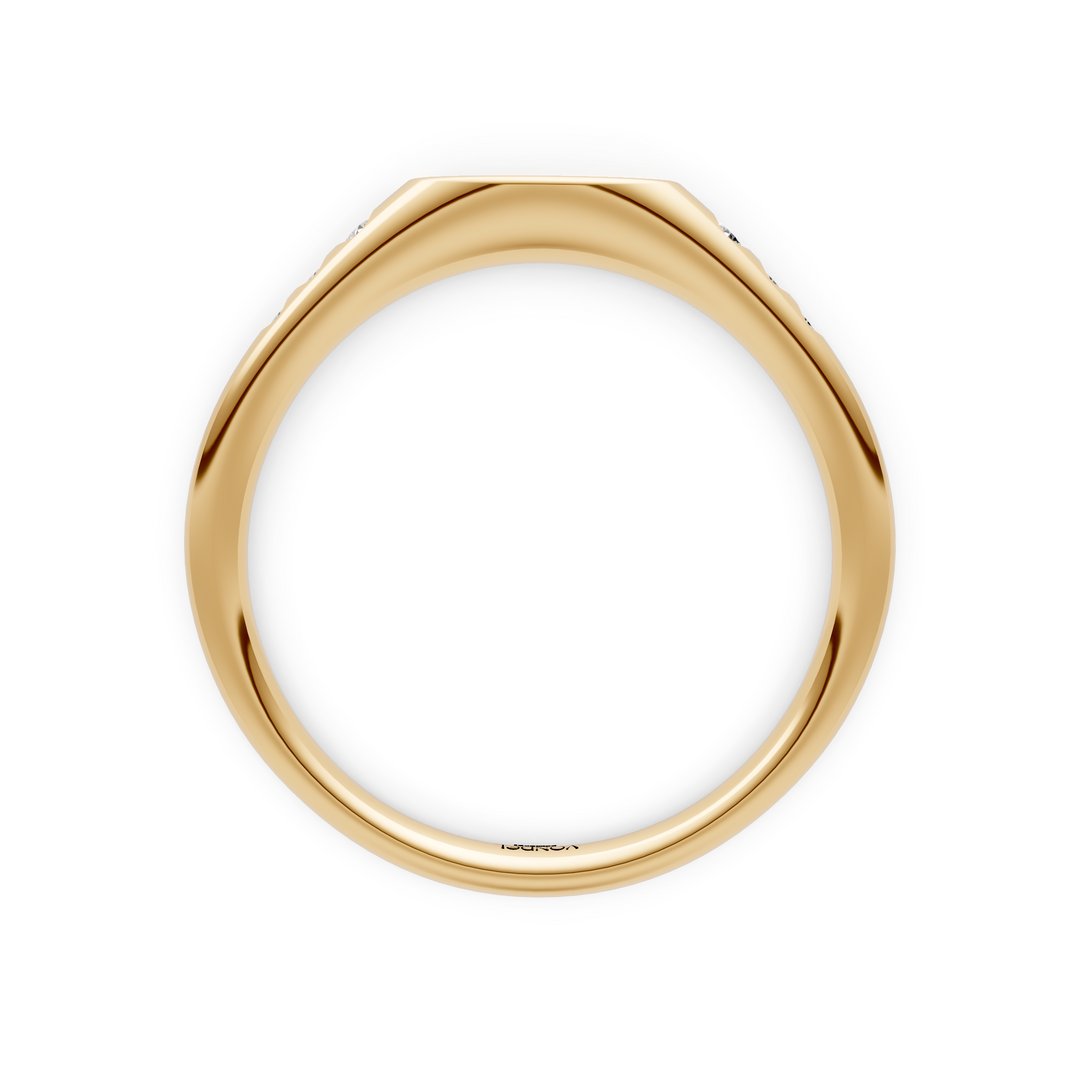 Zegelring met gravering naar keuze, 6 diamantjes - 18K Geelgoud - 0,08 ct