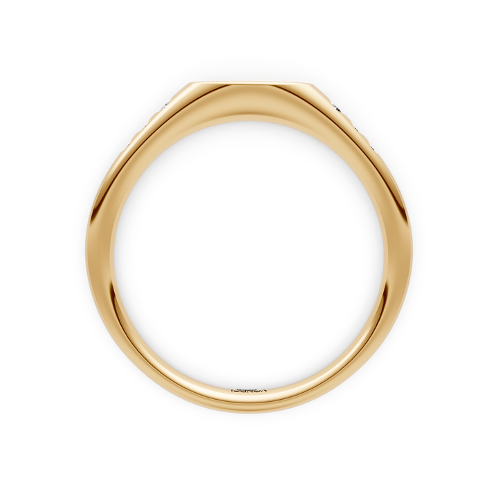 Zegelring met gravering naar keuze, 6 diamantjes - 18K Geelgoud - 0,08 ct