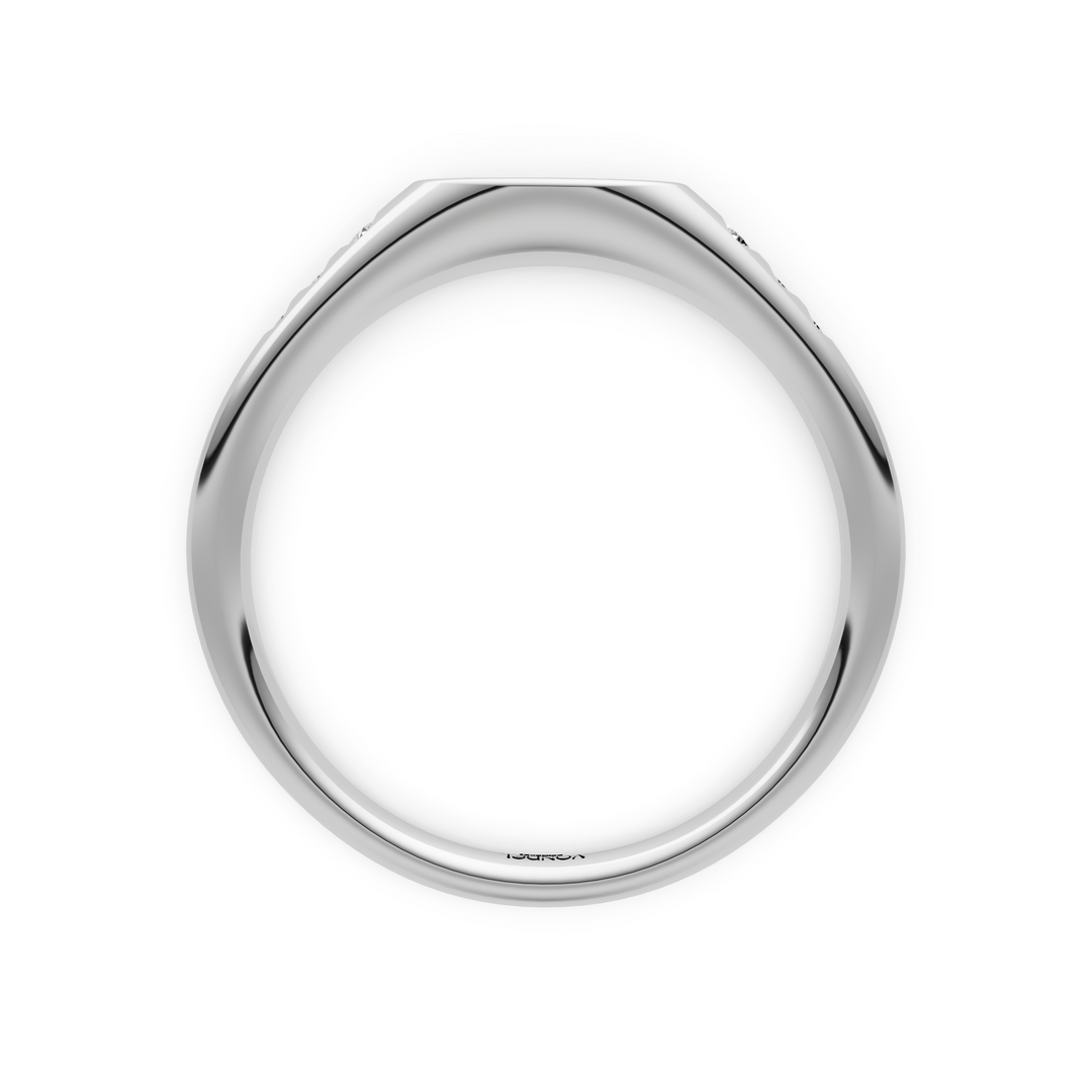 Zegelring met gravering naar keuze, 6 diamantjes - 0,08 ct