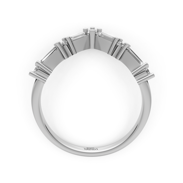 V-vormige Rijring met Baguette en Rond Briljant Geslepen Diamanten - 0,60 ct