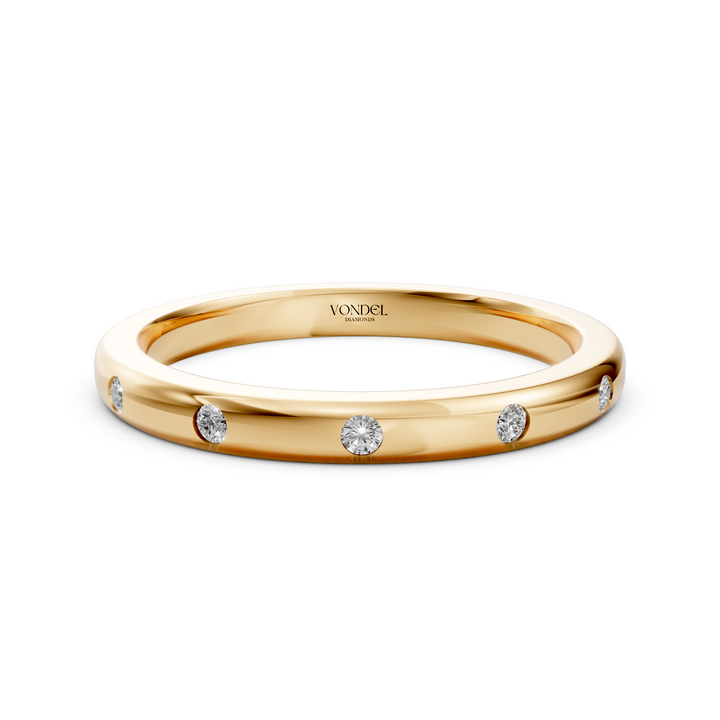 Ring met Flush Zetting Briljant Geslepen Diamanten - 18K Geelgoud - 0,14 ct